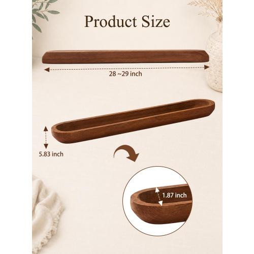 Wooden Dough Bowls for Decor Approx 29 Inch, Large Long Wooden Bowl | Hand Carved Rustic Farmhouse Extra Long Tray for Table Centerpiece, Living Room, Home Decor, Candle Bowl