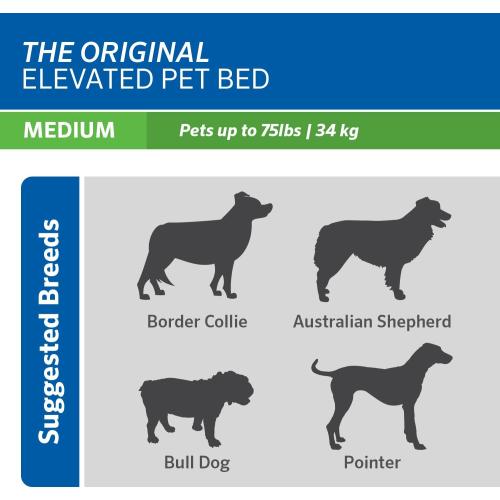 Coolaroo Original Elevated Dog Bed - Breathable Off-The-Ground Pet Bed with Cooling Fabric, Joint Relief & Moisture-Resistant Fabric, 100% Recyclable, Easy Clean, Grey, Medium