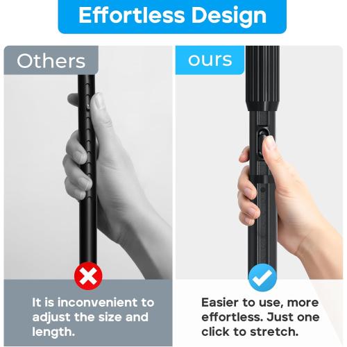 Tension Curtain Rod，40-166IN(3.33-13.83Ft) 2PCS One-Click Fast Extension Rod Easy to Install Black Long Outdoor Curtain Rods No Drilling Never Rust