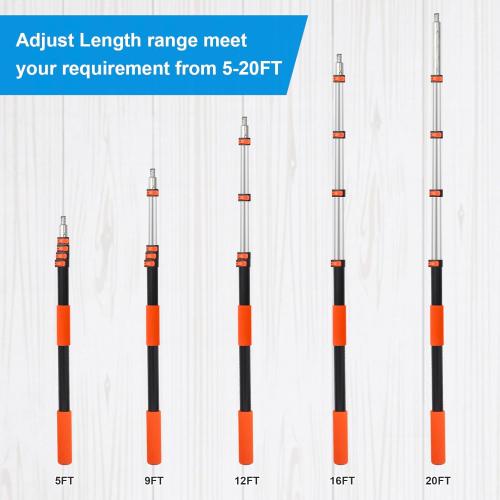 Telescopic Extension Pole Reach to 28FT,Paint Roller Extension Pole, telescoping Pole with Flip-Lock Design, Multi-Purpose extendable Pole for Windows Cleaning Paint Roller, Duster(Orange-20ft)