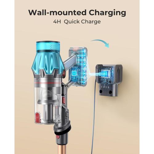 Cordless Vacuum Cleaner 550W/45Kpa, Stick Vacuum Cleaners 60 Mins Max Runtime with Charging Dock, Self-Standing Handheld Vacuum with Touch Display, 6-in-1 Vacuum Cleaner for Carpet/Hard Floor/Pet Hair