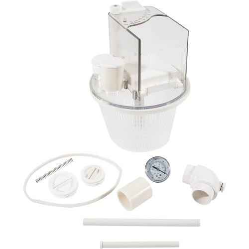 R211100 Vac-Mate Pool Cleaner Dispenser Box – Multi-Function Vacuum Skimmer Attachment – Includes Basket, Pressure Gauge & Easy Install Kit