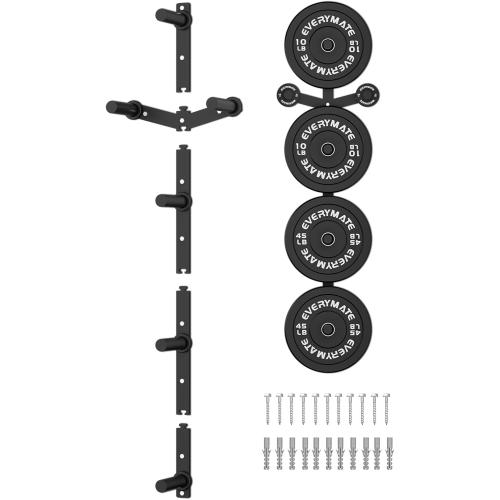 EVERYMATE Weight Plate Storage Rack, Olympic Weight Plate Holder, Bumper Plate Storage, Home Gym Organizer