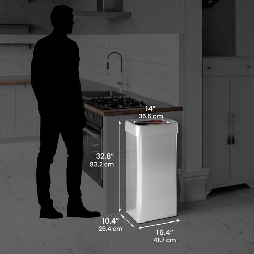 iTouchless 80 Liter / 21 Gallon Open Top Kitchen Trash Can and Recycling Bin, Rectangular Extra-Large Capacity Commercial Grade Stainless Steel, for Home, Office, Work, Business, Store, Garage