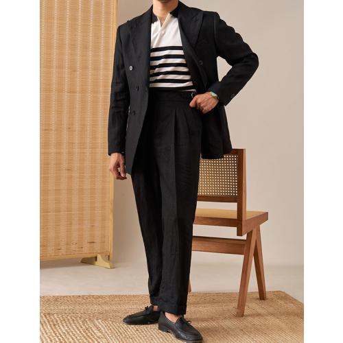 Men's Medium Linen Pants Casual High Waist Adjustable Pants Summer Beach Lightweight Pants Italian Style