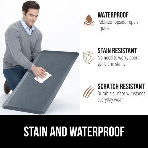 GORILLA GRIP Comfortable Cushioned Kitchen Mats for Floor, 39x20, Waterproof and Stain Resistant Soft Top, 3/4 Inch Thick Ergonomic Standing Desk Anti Fatigue Mat, Foam Supports Ankles, Feet, Charcoal