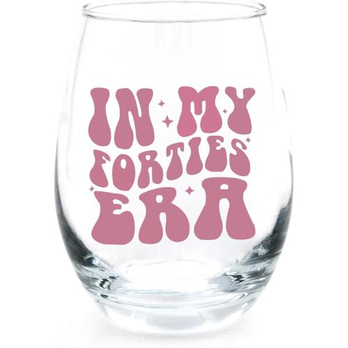 Wine Glass 40th Birthday Gift Women - In My Forties Era - 40 Year Old Gifts for Friend Mom Sister Daughter Wife Coworker, Birthday Glass For Decorations