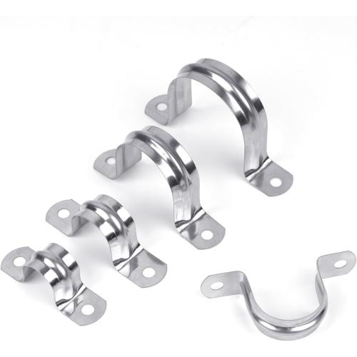 30PCS 3/4 inch Stainless Steel Conduit Clamps, 2 Holes Cable U Bracket Pipe Clamp, Metal U Clamp Strap Tension Clips for Pipe Fixing on Various Surfaces (20mm)