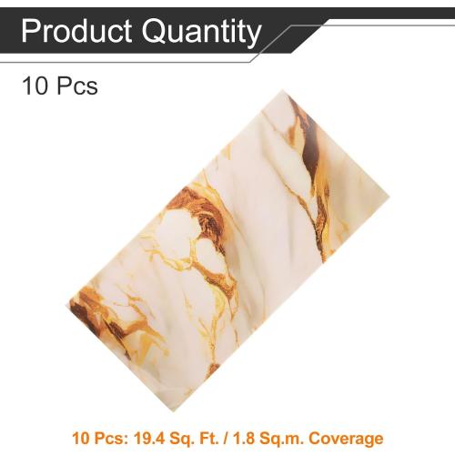 30pcs Peel and Stick Wall Panels 23.6 x 11.8 Skin Feel Brick Wallpapers (19.4 Sq. Ft. / 1.8 Sq.m. Coverage) Marble Tiles Adhesive Backsplash, White Gold