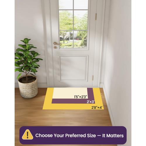 DEXI Ultra Thin Entryway Indoor Door Mat 32x48, Non Slip Rubber Backing Inside Entry Mat, Low Profile Easy Clean Dirt Trapper Doormat for Inside Entrance Patio, Beige