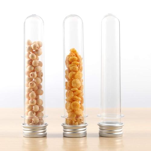 HOZEON Clear Plastic Test Tubes with Caps, 40 ml Test Tubes Sealing Protection Sheets for Plants, Scientific Experiments Candy Storage, Powders, Spices, 140 x 25 mm