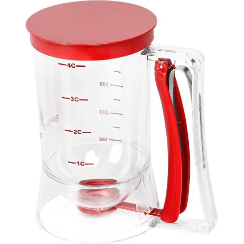 Batter separator Cupcakes Pancakes Cookie Cake Waffles Batter Dispenser cookie separator batter Cream Speratator Cup Measuring Baking Tools (red)