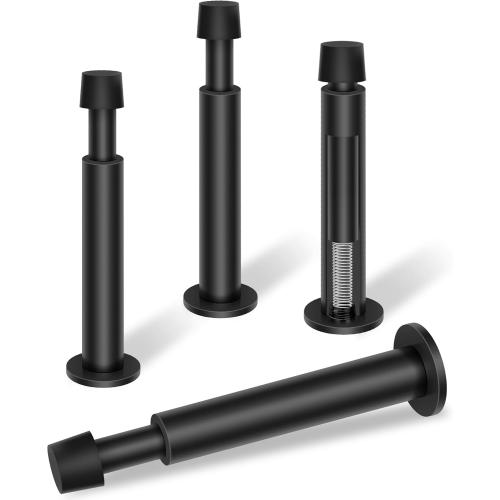 KOLAKO Black Door Stops, 4 Pack Door Stoppers for Wall, 4.4 Inch Doorstop Wall Protector with Rubber Bumper Tip, Door Stoppers for Bottom of Door, Matte Black