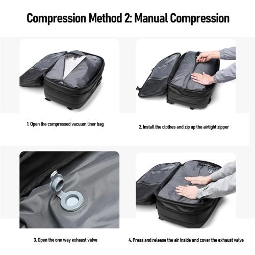 Vacuum Backpack Travel,  Expandable Vacuum Seal Compression Air Back Backpack with Type C Interface and Password Lock, No Need Pump, for Men Women Travel