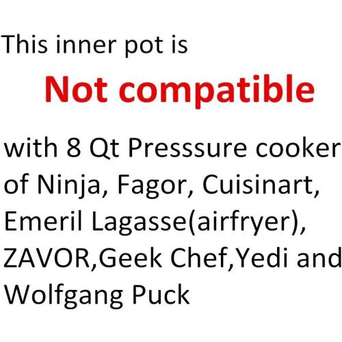 Original 8Qt Power Cooker XL Replacement Inner Pot Stainless Steel Compatible with 8 Quart Power Pressure Cooker Model PPC772 (or #PPC772) PPC780 (or #PPC780) and WAL3 Stainless Steel Inner Pot Parts