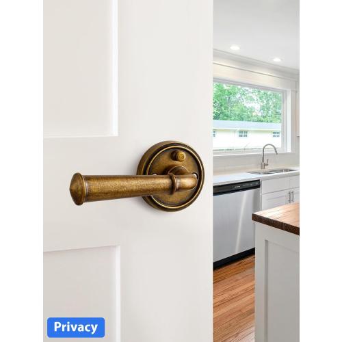 Door Handle Antique Brass Retro Privacy Vintage Door Lever, 1 Pack | Interior Bedroom Bathroom Room DoorHandle, Aluminium Alloy Handle Lever