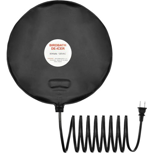 Bird Bath De Icer 60w Deicer 9.45-inch Submergible Utility with Thermostatic Controller in Winter for Chicken Livestock Animals Waterer Farm Trough