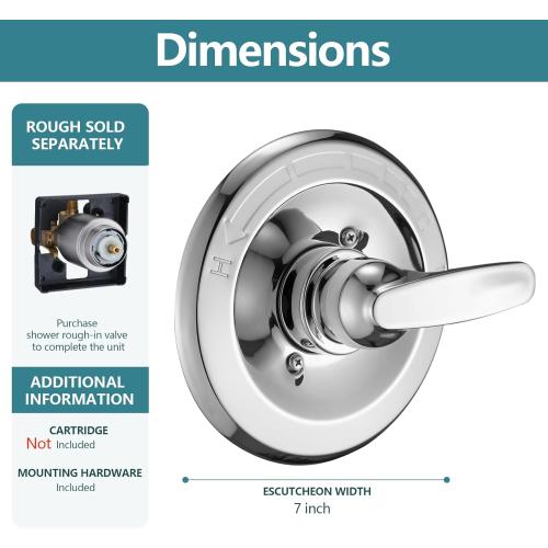 Shower Trim Kit Compatible with Delta 13/14 Series, Shower Cover Plate with Handle (Valve& Catridge Not Inclued), Chrome