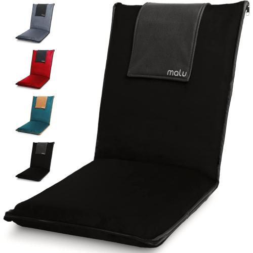 malu Extra Large Padded Floor Chair w/Back Support - Japanese Chair Meditation Cushion, Comfortable Folding Backrest, Removable Easy Wash Cover