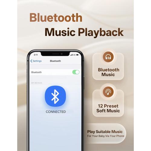 Electric Baby Swing for Infants to Toddler, Portable Swing Baby Rocker with 5 Point Harness, 5 Sway Speed, Bluetooth,12 Preset Lullabies with Remote Control, Infant Swing for Baby Boys & Girls, Grey