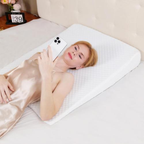 Whtie Grey 7.5, 24x24x7.5in Wedge Pillow, Bed Wedge Pillows for Sleeping, Snoring, Back Support, After Surgery, Foam Triangle Pillow, Removable Washable Cover (Whtie Grey 7.5, 24x24x7.5in)