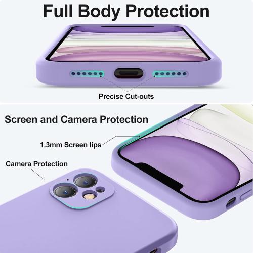 Vooii Compatible with iPhone 11 Case, Upgraded Liquid Silicone with [Flat Edges] [Camera Protection] [Soft Anti-Scratch Microfiber Lining] Phone Case for iPhone 11 6.1 inch - Light Purple