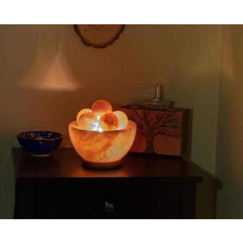 Spantik Himalayan Fire Bowl Salt Lamp with 6 Massage Balls Premium Quality Authentic from Pakistan