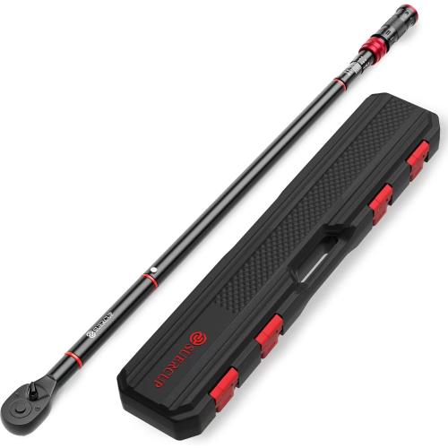 New open box for inspection SUERCUP 1-inch Drive Click Torque Wrench, 200-1300Ft-Lb/271-1761.5Nm, 48 Tooth Dual-Direction Click Torque Wrench with a Hex Key for Wind Turbines, Car andTruck Repair etc