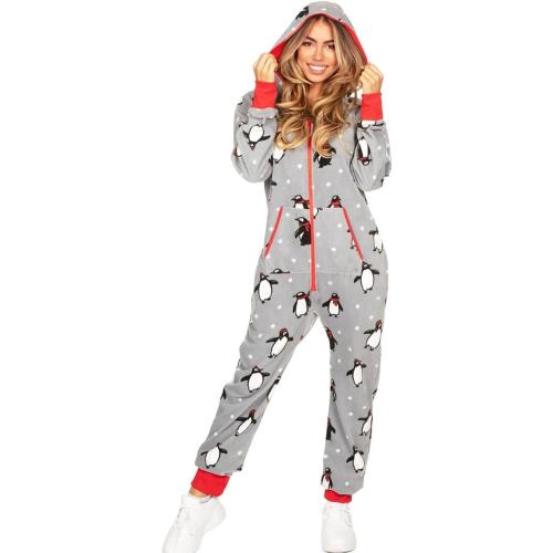Size L....Azuki Christmas Onesie Matching Pajamas For Couples Long Sleeve Sleepwear With Hood Cozy Lounge Wear For Women/Men