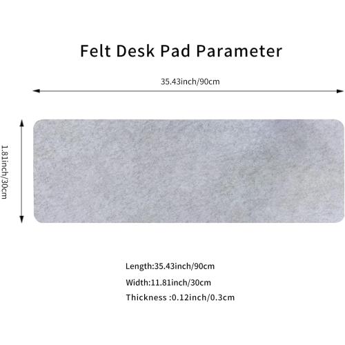 DawnTrees Felt Desk Pad,Keyboard Mat (35.5x12Inches),Large Felt Mouse Pad,Computer Desk Mat XL,Desk Protector for Office (Light Gray)