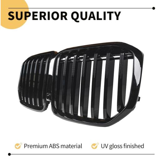 BLACK MAXDOM Replacement Front Upper Grill Fit for BMW (2023-2025) X7 G07 LCI – Gloss Black Single Slat ABS Grille