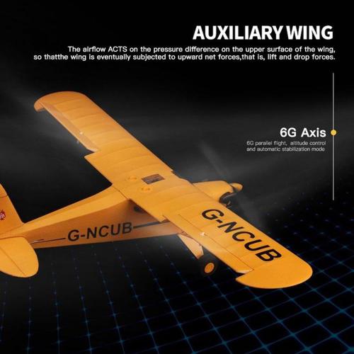 RC Plane Upgrade 5 Channels 3D/6G J3-CUB RC Airplane for Adults 1406 Brushless Motor Outdoor Stunt RC Glider with Spare Propeller and 2 Batteries (Yellow)