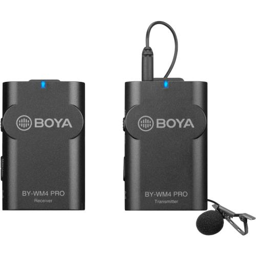 BOYA 2.4G Wireless Lavalier Microphone System, WM4 PRO-K2 Lapel Clip-on Mini Wireless Mic Compatible with Canon Nikon Sony DSLR Camera iOS Android Smartphone Audio Recorder YouTube Facebook Vlogging