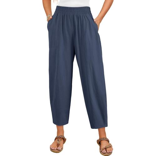 Size 22 TianZHU Womens Cotton Baggy Wide Leg Pants Casual Elastic Waisted Loose Lounge Harem Pants with Pockets