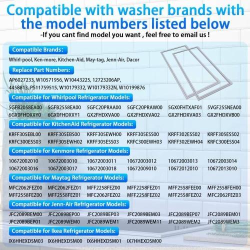 Upgrade 39.76x16.93 W10830162 Refrigerator French Door Gasket Compatible with Whirlpool Kenmore KitchenAid Refrigerator Door Seal Gasket12723206AP,W10179332,WRF535SMBM00,KRFC300ESS01,WRF540CWHZ01