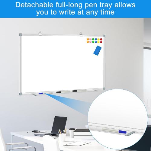 White Board Dry Erase Whiteboard for Wall 36 x 24 Aluminum Presentation Magnetic Whiteboards with Long Pen Tray, 12 Magnets, 3 Markers & 1 Eraser