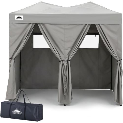 EAGLE PEAK Outdoor Pop Up Changing Room 8x4 ft, 2-Room Portable Privacy Shelter for Beach, Pool, Photoshoots or Dressing Room, Gray