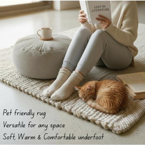 S & L Homes Jute Cotton Hand Woven Natural Farmhouse Area Rug for Living Room - Rustic Vintage Bohemian Décor - (8' x 10' Natural)