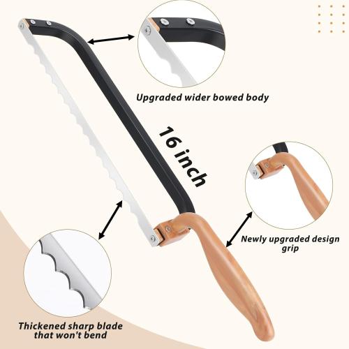 Bread Knife for Homemade Bread Bow Knife 16, Bread Saw Sourdough Slicer Aluminum Alloy Sourdough Cutter Suit for Left & Right Handed People to Cut Baguettes Vegetables Fruits 1Count