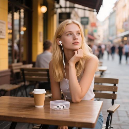 Gugusure Type-C Wired Earphones with Volume Control, White, in-Ear Headphones with Microphone