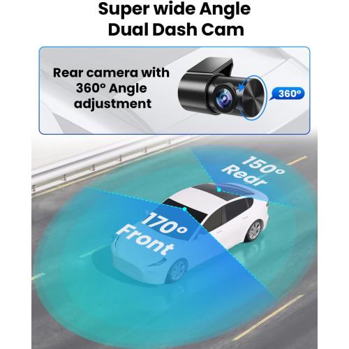 Dash Cam Front and Rear 4K/1080P, Dash Camera for Cars Build in WiFi, Full HD Dash Cam with APP Control, 3.94'' IPS Screen Dash Camera with 32GB SD Card, G-Sensor, 24Hr Parking Mote, Loop Recording