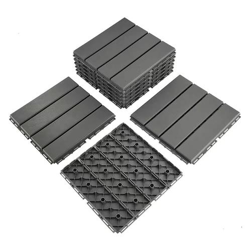 9 sq. ft Plastic Interlocking Deck Tiles, 9 Pack Patio Deck Tiles, 12x12 Waterproof Outdoor Flooring All Weather Use, Patio Floor Decking for Porch Poolside Balcony Backyard, Grey