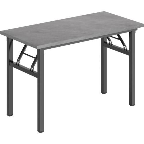 DlandHome Folding Desk Small Desk 31.5 inches Small Computer Desk for Home Office Folding Table Writing Table for Small Spaces No Assembly Required Grey & Black Frame