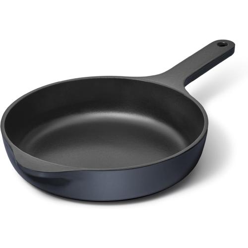 Caraway Cast Iron Skillet - 8” Enameled Cast Iron Pan With 3 Layer Enamel Coating - No Seasoning Required - Compatible With All Stovetops - Free From Forever Chemicals - Midnight Blue
