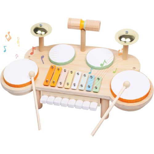 Toddler Drum Set - Montessori Toys for 2 Year Old, Wooden Baby Musical Instruments for Toddlers 2-5, Preschool Learning Musical Toys with Xylophone, Piano, Birthday Gifts for 18 Months Boys Girls