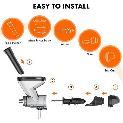 Masticating Juicer Attachment for KitchenAid Stand Mixer, Cold Press Juicer Machine, Slow Masticating Juicer Attachment with Dual Feed Chute, For KitchenAid Mixer Attachments by Gvode