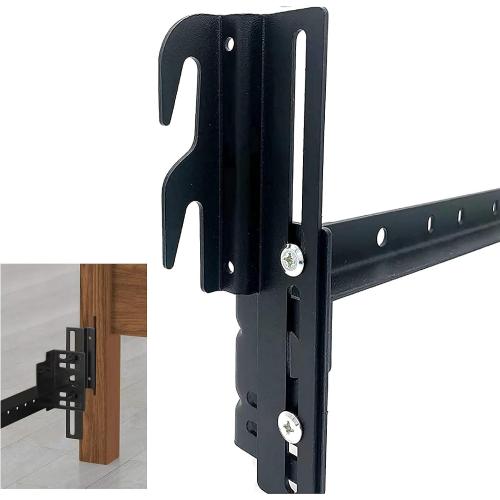 2Pcs #711 Bolt-On to Hook-On Bed Frame Conversion Brackets for Headboard or Footboard,Bed Hook Adapter kit with Hardware, Hook on Bed Rails Brackets(Black)