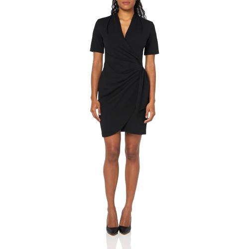 Large /12 DKNY Womens Ruched Side V-Neck Short Sleeve Dress