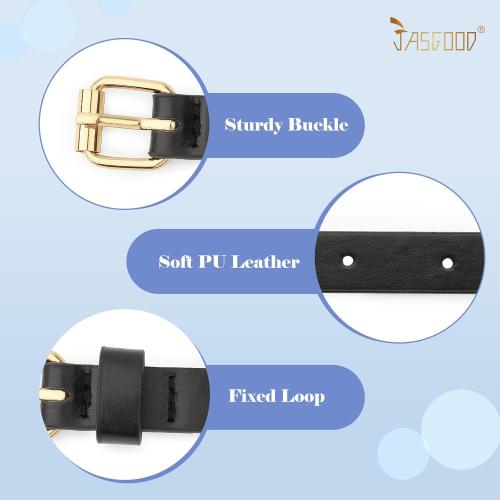 JASGOOD 4 Pack Girls Belt Kids PU Leather Waist Belt for Jeans Dress with Metal Buckle