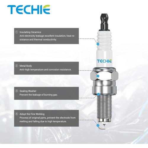 TECHIE 4PCS E8RC-10 Spark Plug Replace for NGK BR8HS-10(1134) Marine, Motorcycle Spark Plug,for DENSO TR24-10,for Yamaha 94702-00247,for MERCURY 33-824406 8, for SUZUKI 09482-00370 (4)